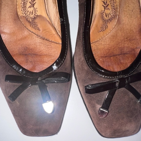 Sofft Shoes “Bow Dress Pumps Brown Suede Leather Block Heel” - Picture 2 of 7